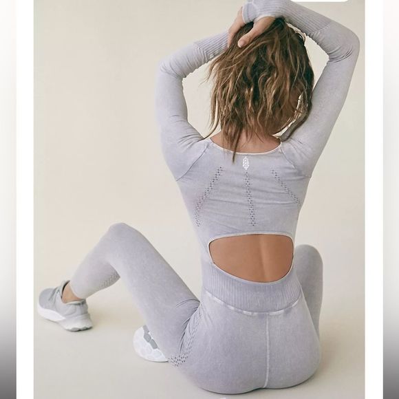 Free People Pants - FREE PEOPLE | NWOT Good Karma Long-Sleeve Onesie in Ice Grey *